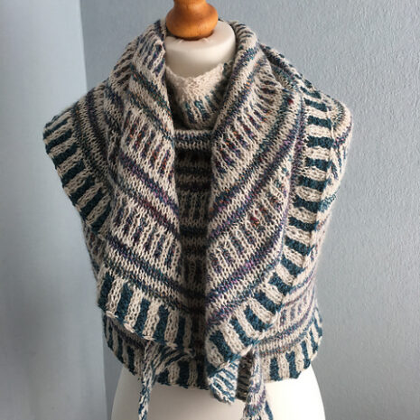 crescent shaped hand spun shawl