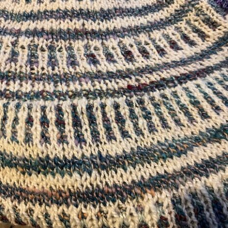 crescent shaped hand spun shawl