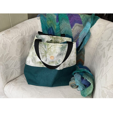 large hand made teal project bag